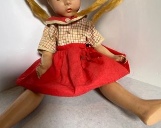 Vintage Doll in red dress