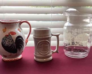 water pitchers and drinking cup