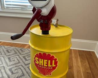 Antique Shell Gasoline barrel pump