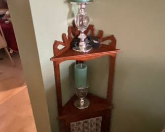 Corner shelf; candle holder and flameless candles