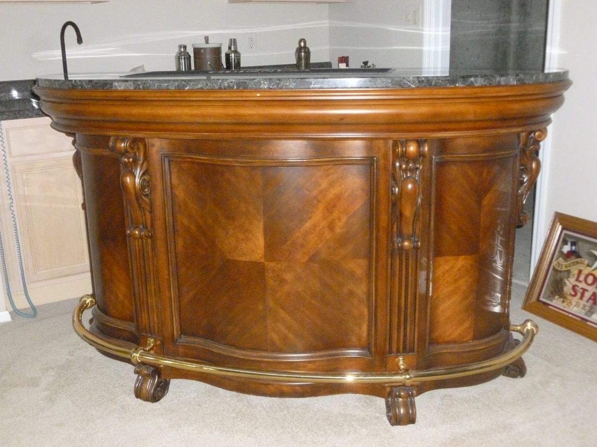 Fabulous Free Standing  Bar w/Granite Top & Brass Foot Rail