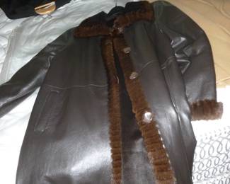 Beautiful butter-soft leather coat w/mink trim (will have better photo Thursday)