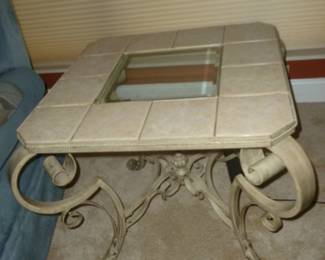 Iron-tile-glass end table