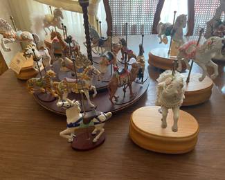 Vintage Franklin Mint Animal Carousel and Bradley's Musical Carousels