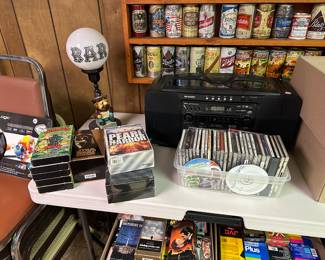 VHS, DVD's, CD's and 8 track tapes