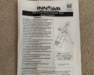 Innova Heavy Duty Deluxe Inversion Table - manual 