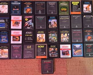 Atari 2600 Games:
- Human Cannonball
- Starmaster 
- Star Raiders
- Street Racer
- Home Run
- Pitfall!
- Wizard of Wor
- Bowling
- Space Jockey
- RealSports Football
- Tac-Scan
- Football
- Defender
- Canyon Bomber
- Golf
- Surround
- Video Pinball
- Vanguard
- Star Ship
- Warlords 
- Demons to Diamonds
- Missile Command 
- Space Invaders 
- Star Raiders
- Pele’s Soccer
- Space War
- 64 Tele-Games
- Gorf
- Outlaw
- E.T. The Extra-Terrestrial 
- Spacechase 
- Combat 
- Air-Sea Battle 
- Star Wars: The Empire Strikes Back
- Super Challenge Baseball 