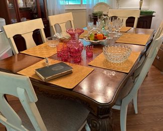 dining room table with white chairs