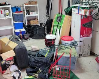 Garage full of tools, hand tools, yard tools, shelving, etc...