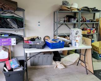 Garage full of tools, hand tools, yard tools, shelving, etc...