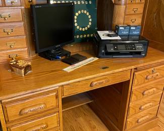 Inside roll top desk