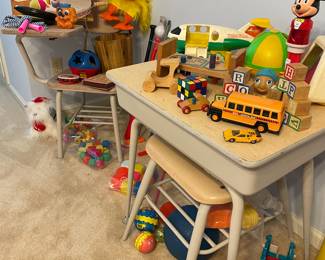 Vintage toys & school desks