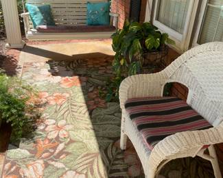 Wicker settee, porch swing