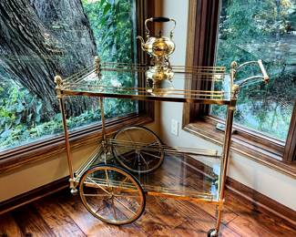 Art Nouveau Brass Bar Cart