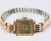 Fine 14K Rose Gold Art Deco Crosby 17 Jewel Mechanical Ladies Wristwatch
