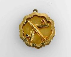 Fine 14K Yellow Gold Airplane Gemstone Circle Charm
