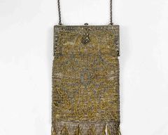 Antique 1920s Art Deco Beaded Flapper Ladies Evening Bag Complete Fringe
