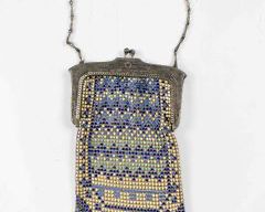 1920s Art Deco Whiting and Davis Painted Enamel Mesh Ladies Evening Bag w/Tag
