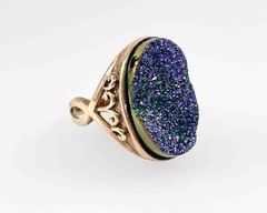 Gilt Sterling silver Druzy Cocktail Ring Size 8.75
