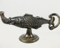 1920s Modern Figural Fish Bronze Oil Lamp
