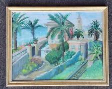 Original Vom Balkon W. Heise Bitterich Framed Painting Tropical
