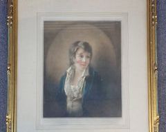 Antique William Ferguson of Kilrie after Sir H. Raeburn RA Engraved Mezzotint By Miss EE Milner signed by Engraver portrait og young male gilt framed
