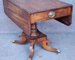 Antique Fancy Drop Leaf Dining Table Hairy Lion Paw Brass Casters
