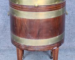 Antique Inlaid Wine Cooler Cellaret Zinc Lined hinged top Brass on Casters
