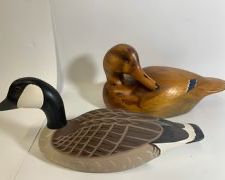 Pair of Vintage Carved Display Duck Decoys
