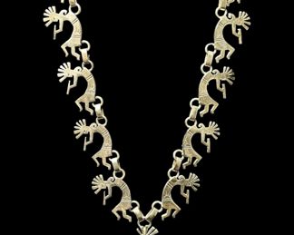 43 Grams Fine Navajo Native American Sterling Silver Kokopelli 24Ó Necklace
