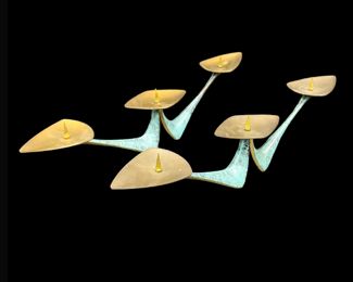 Pair Klaus Ullrich Mid-Century Brass Candleholder by for Faber & Schumacher, 1950s
