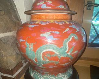 Ching Dynasty Jar/Orange w Dragons      over 100 yrs old and has paperwork