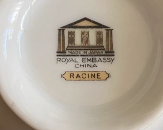 Royal Embassy Racine China Marking