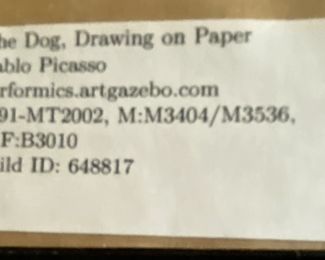 Pablo Pisasso - The Dog             Description on back of art