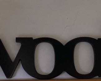 wooden woof sign