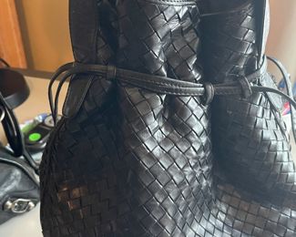 Leather drawstring bag