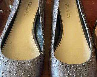 Prada gray leather shoes original 