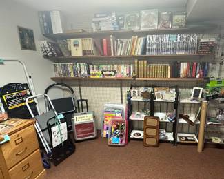 Puzzles; Mats; Books; Bibles; Wire Shelving Units; Picture Frames; VHS Movies; World Book Encyclopedias; Fishbein's Illustrated Medical & Health Encyclopedias; Wraping Paper, Bags and Bows; Fairy Gardens