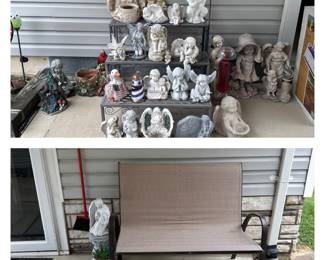 Lawn Figurines; Lawn Bench