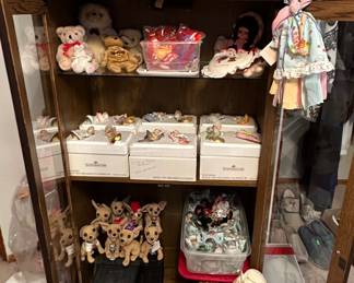 Collector Dolls;  Plush Bears; McDonald Beanie Babies; The Ashton Drake Galleries Tiny Dreamers; Taco Bell Dogs; McDonald Madame Alexander Dolls; Doll Cases; Display Cabinet