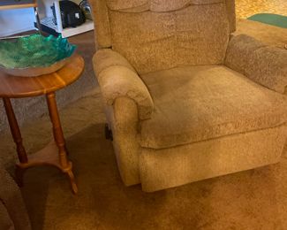 Recliner.  Tan color, perfect condition. 