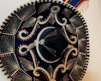 Authentic Mexican Hat. Deep blue velvet. 