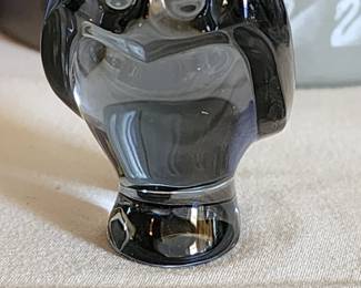 Baccarat Crystal Owl Figurine, Gray Color. France , Circa 1980.