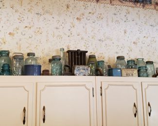 Small sample of the unique antique Ball and Mason jars in this collection 