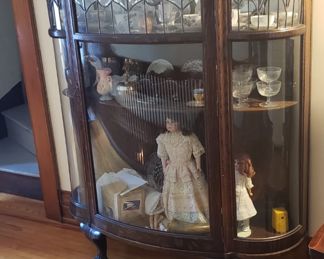 Leaded glass curio cabinet 