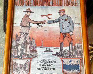 FRAMED ANTIQUE PLAY BILL - “GOOD-BYE BROADWAY, HELLO FRANCE”