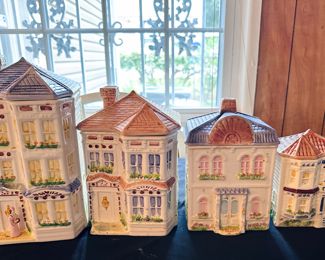 Adorable house kitchen canister set& teapot 