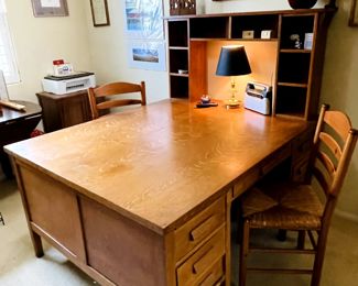 Antique Oak Partners Desk (Double Sided Desk/Detective's Desk)