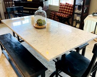 William Sonoma Marble Top & Cast Iron Dining Table
