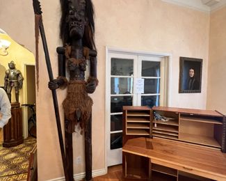 African sculptures and Modern desk
